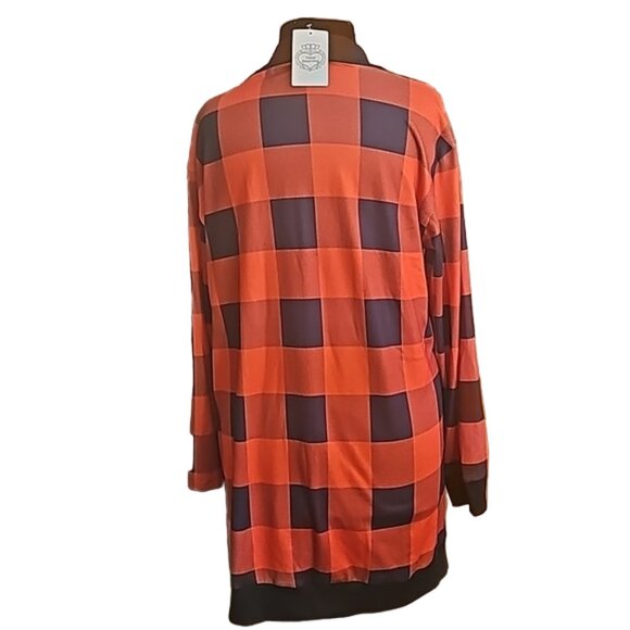 NWT Floral Blooming light open front long plaid jacket - Picture 2 of 9